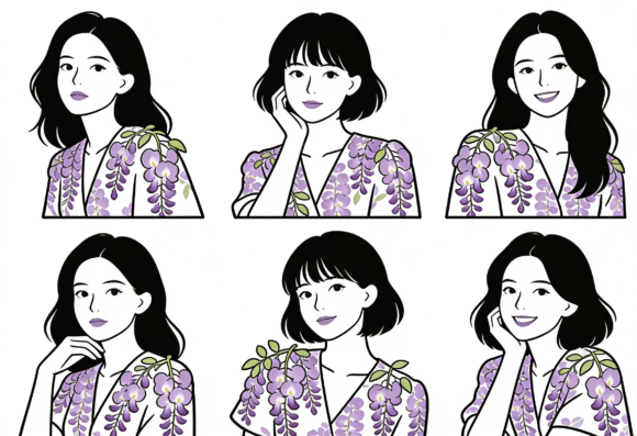 Asian Women Wisteria Floral