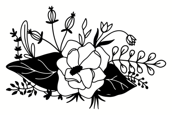Black and White Bouquet SVG