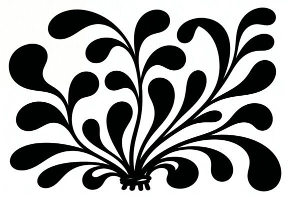 Black Floral Swirl Vector Art