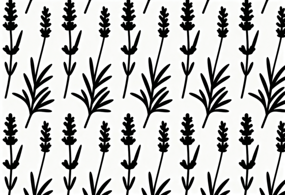 Black Lavender Floral Pattern Seamless