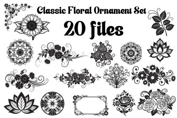Decorative Black Floral Elements