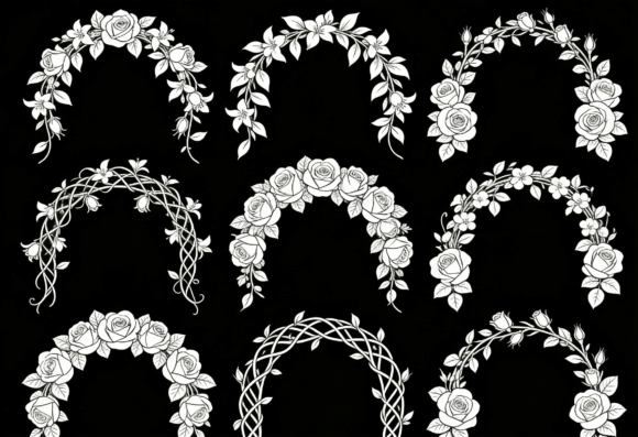Floral Arch Clipart Vector Roses Vines