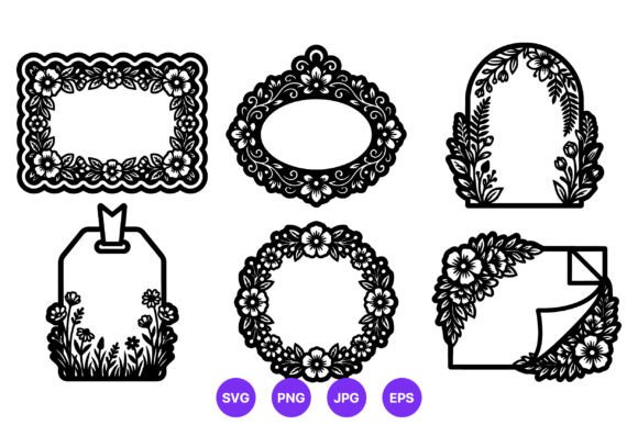 Floral Decorative Frames Vector Set