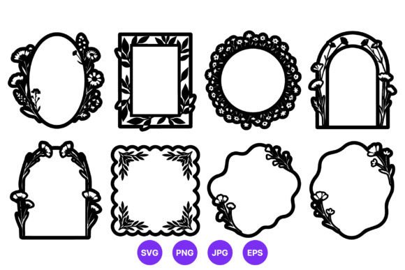 Floral Frames Black and White