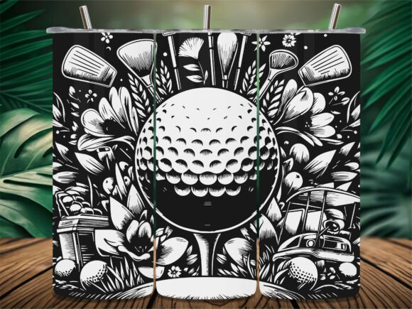 Floral Golf Ball Tee Art Tumbler