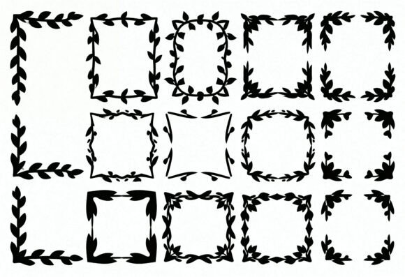 Floral Leaf Border Frames Clipart Bundle