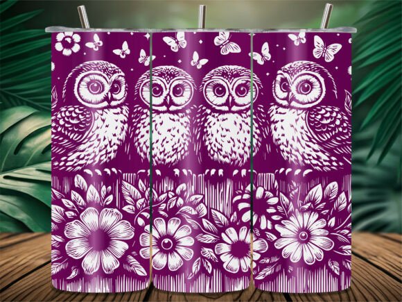Floral Owl Butterflies Tumbler
