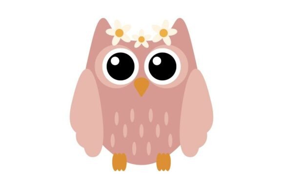 Floral Pink Owl Embroidery Design