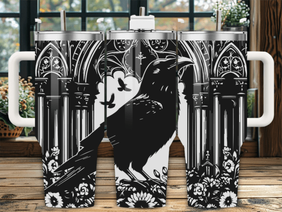 Floral Raven Bird Gothic