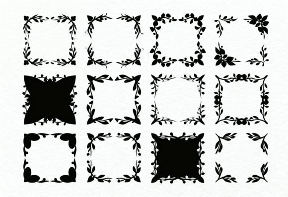 Floral Square Frames Clipart Bundle
