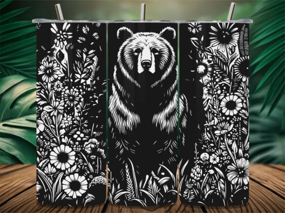 Grizzly Bear Floral Flower Tumbler