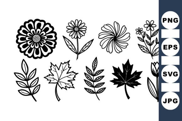 Hand Drawn Floral Leaves Set