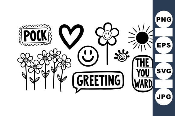 Hand Drawn Floral Stamp Set