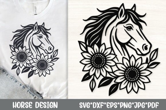 Horse Head with Sunflowers SVG Cut File