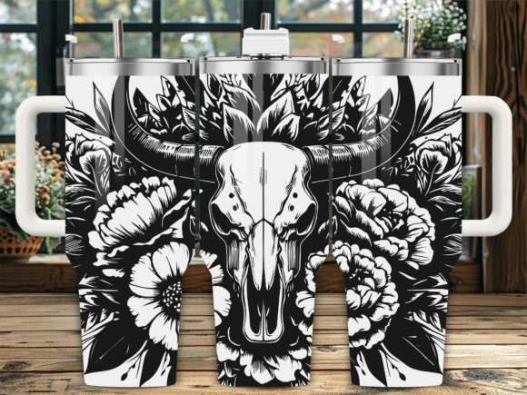 Peony Floral Skull Art PNG Review