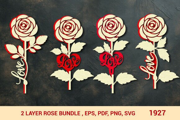 Valentine's Love Message Roses SVG 1927