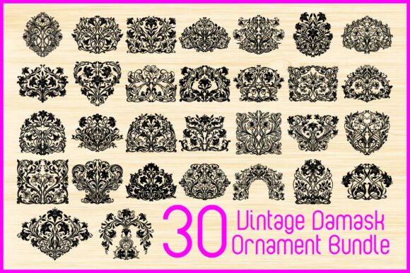 Vintage Damask Ornament Bundle SVG