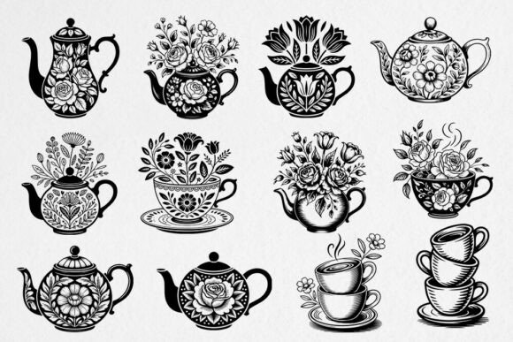 Vintage Floral Teapot Tea Cup Bundle